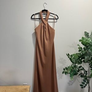 BHLDN Ruby Twist Halter Satin Gown Size 6
